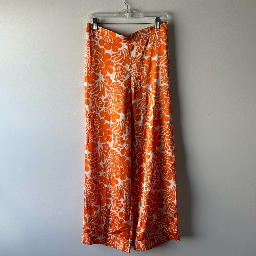 Alexis orange printed flowy wide leg pants